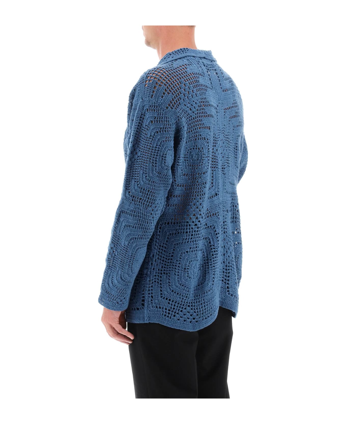 Bode Overdyed Crochet Shirt - PETROL (Blue)