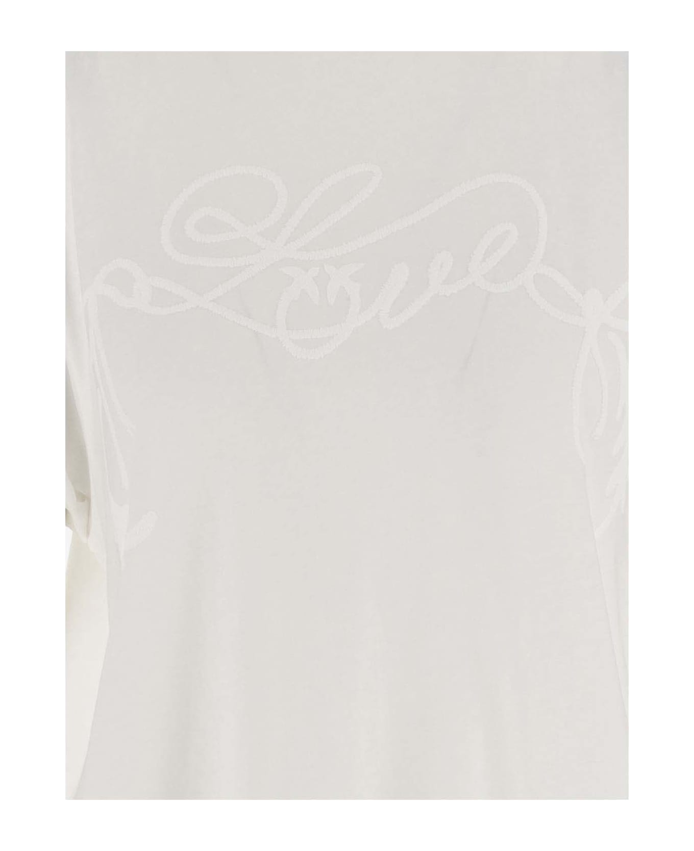 Pinko Love Print Cotton T-shirt - White Tシャツ