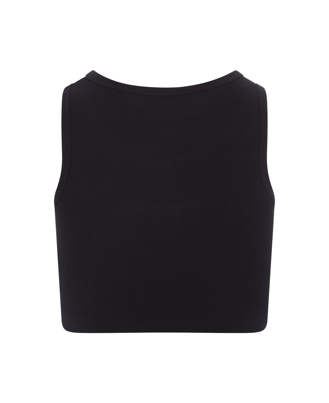 Paco Rabanne Black Crop Top With White Logo - Black