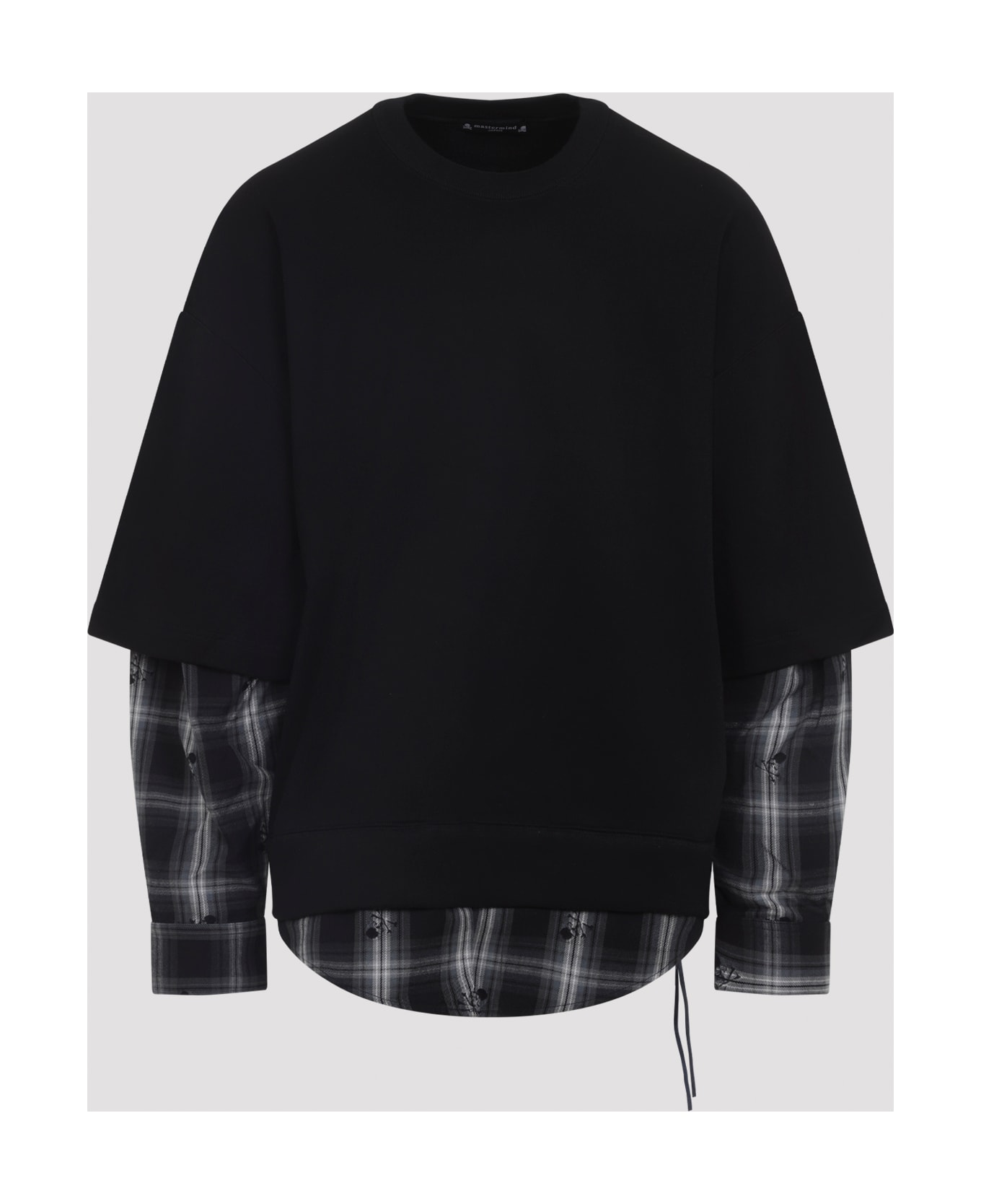 Mastermind Japan Layered Sweatshirt - Black Black Plaid