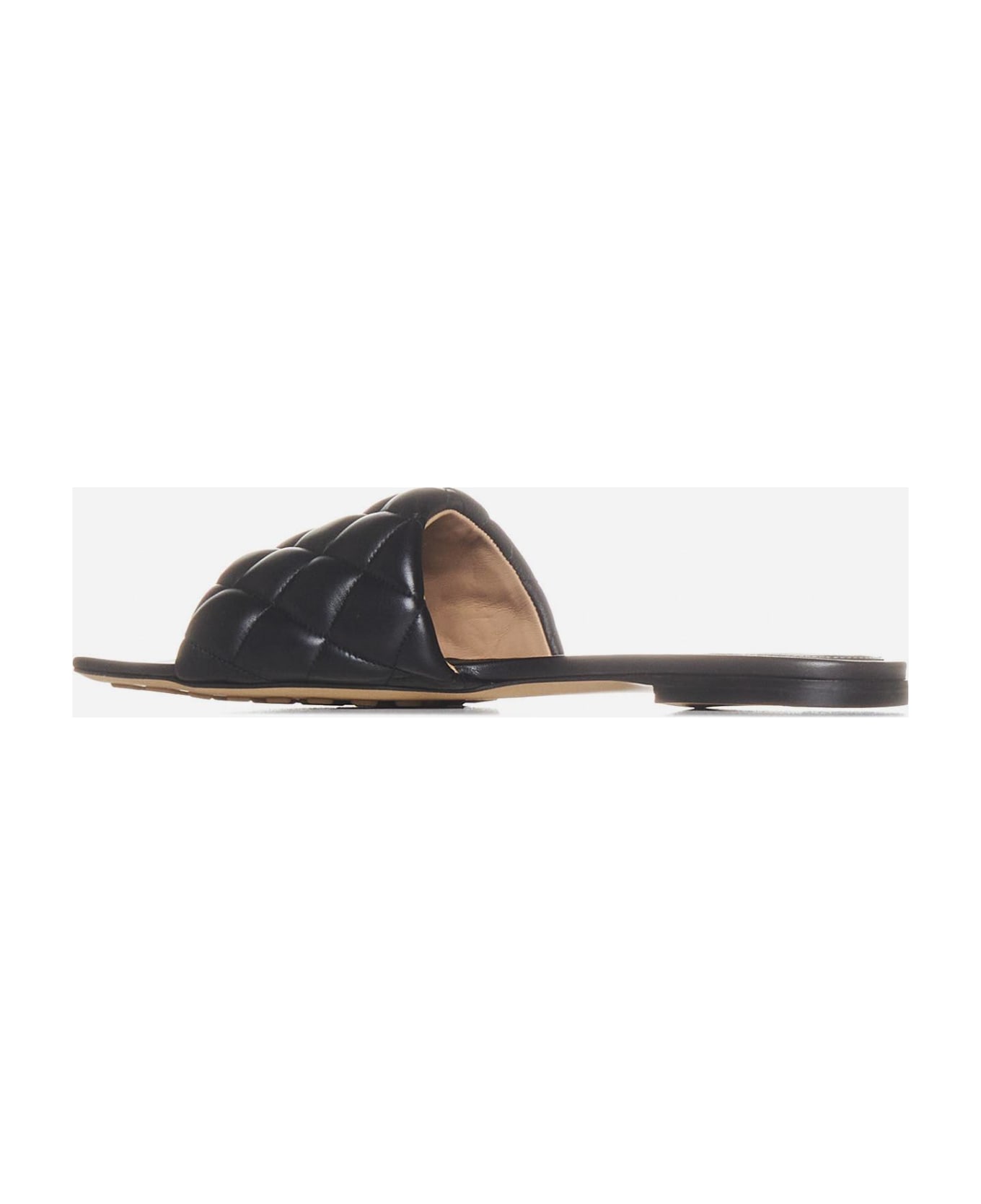 Bottega Veneta Padded Intrecciato Leather Flat Sandals - Black