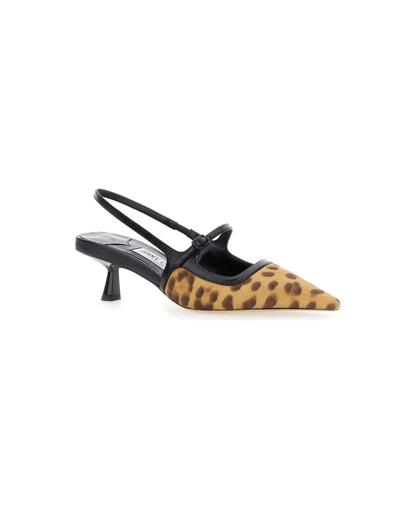 Jimmy Choo 
didi
 Brown Slingback Pumps With Leopard Motif And Sculpted Heel In Leather Woman - Brown