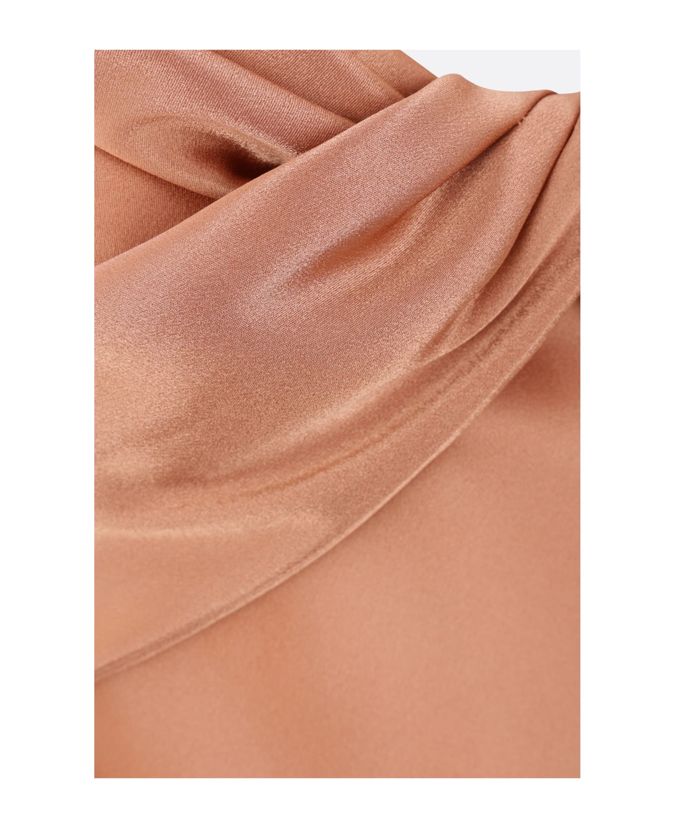 Alberta Ferretti Long Bronze Silk Blend Satin Dress - Brown ワンピース＆ドレス