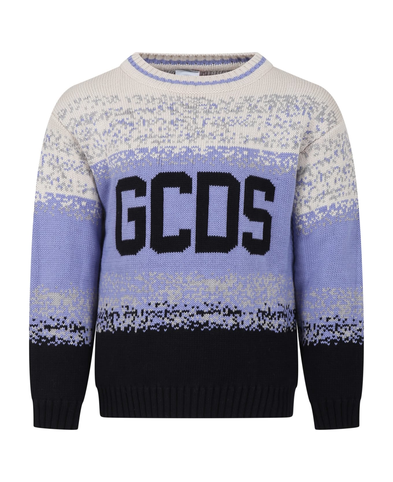 GCDS Mini Black Sweater For Boy With Logo - Black ニットウェア＆スウェットシャツ