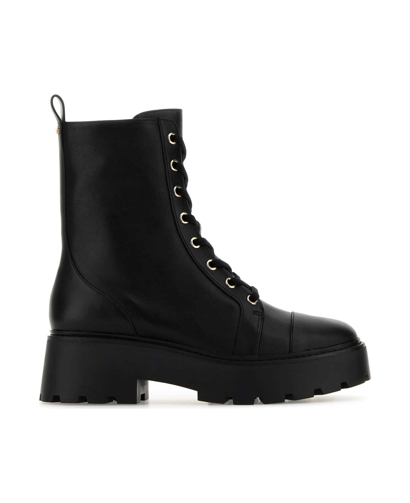 Michael Kors Black Leather Blake Ankle Boots - BLACK