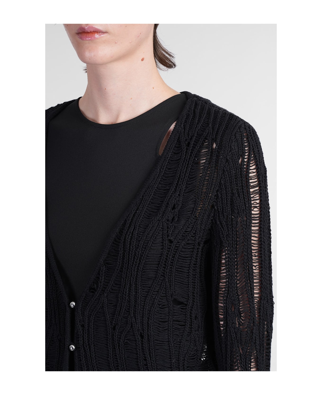 IRO Luna Cardigan In Black Cotton - black