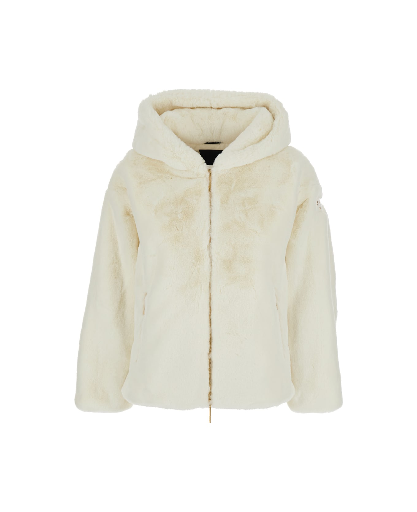 TATRAS 
yumola
 White Jacket With Drawstring Hood And Logo Patch On The Sleeve In Ecofur Woman - White