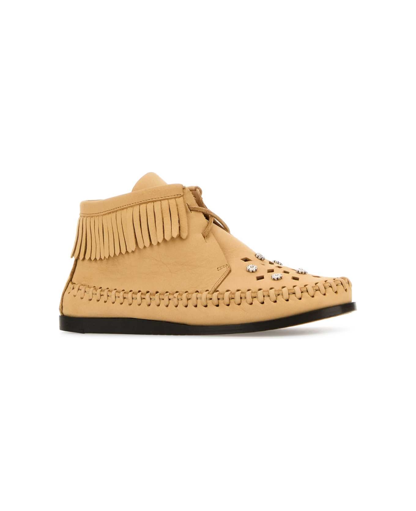 Isabel Marant Beige Leather Felsa Angle Boots - SAND
