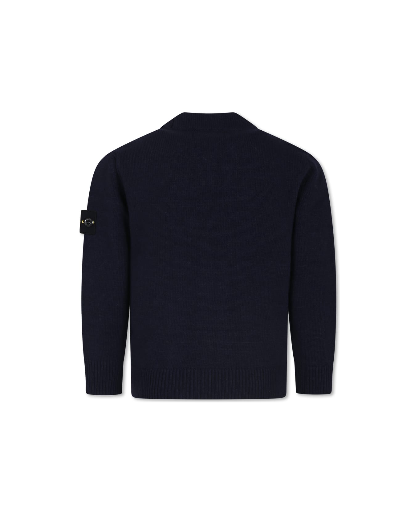Stone Island Junior Blue Cardigan For Boy With Compass - Blue