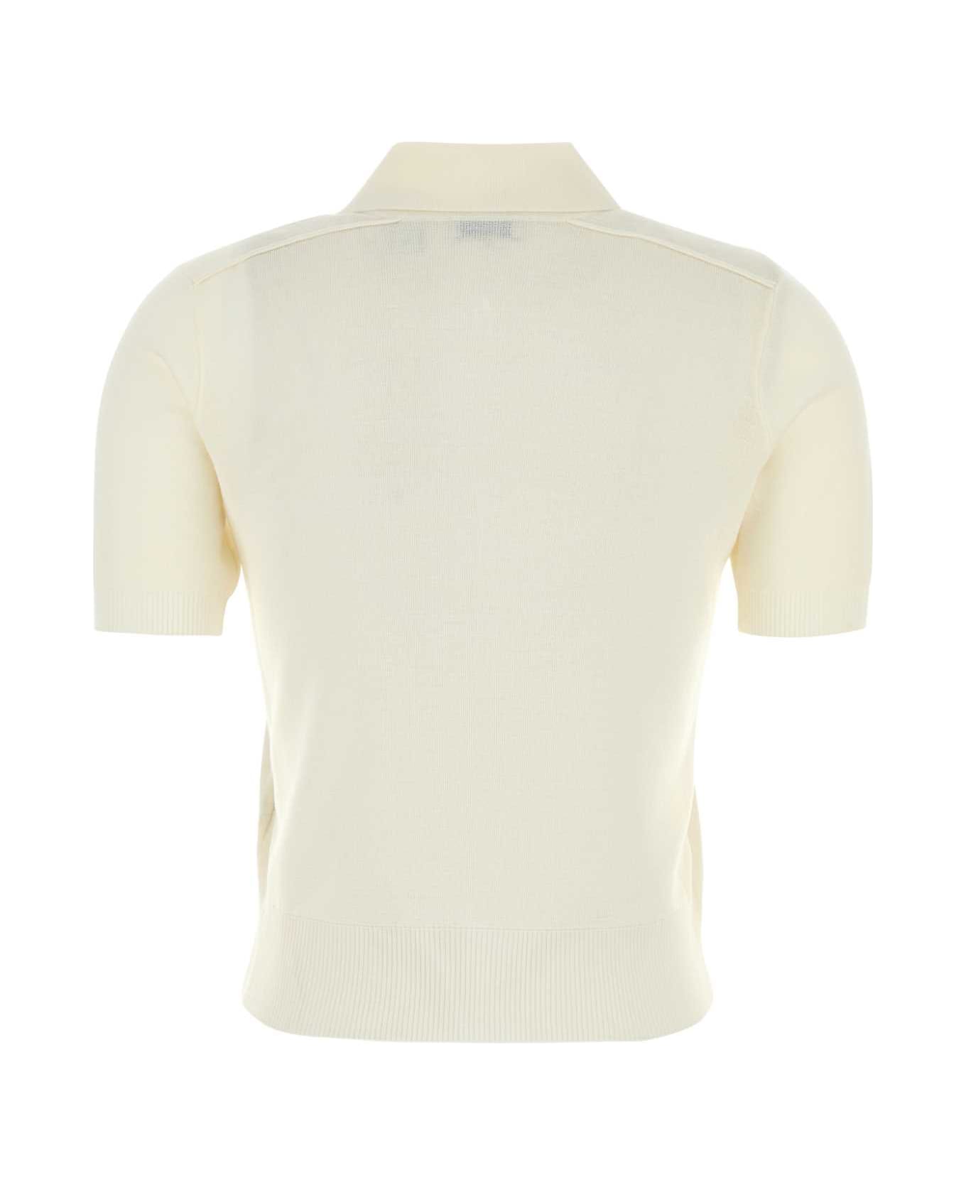 Burberry Ivory Wool Polo Shirt - CHALKARGYLECHECK