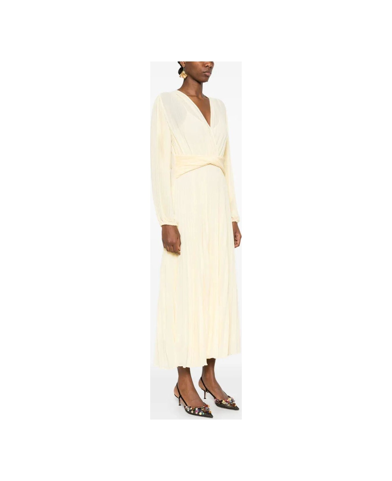 TwinSet Pleated Wrap Dress - Vanilla