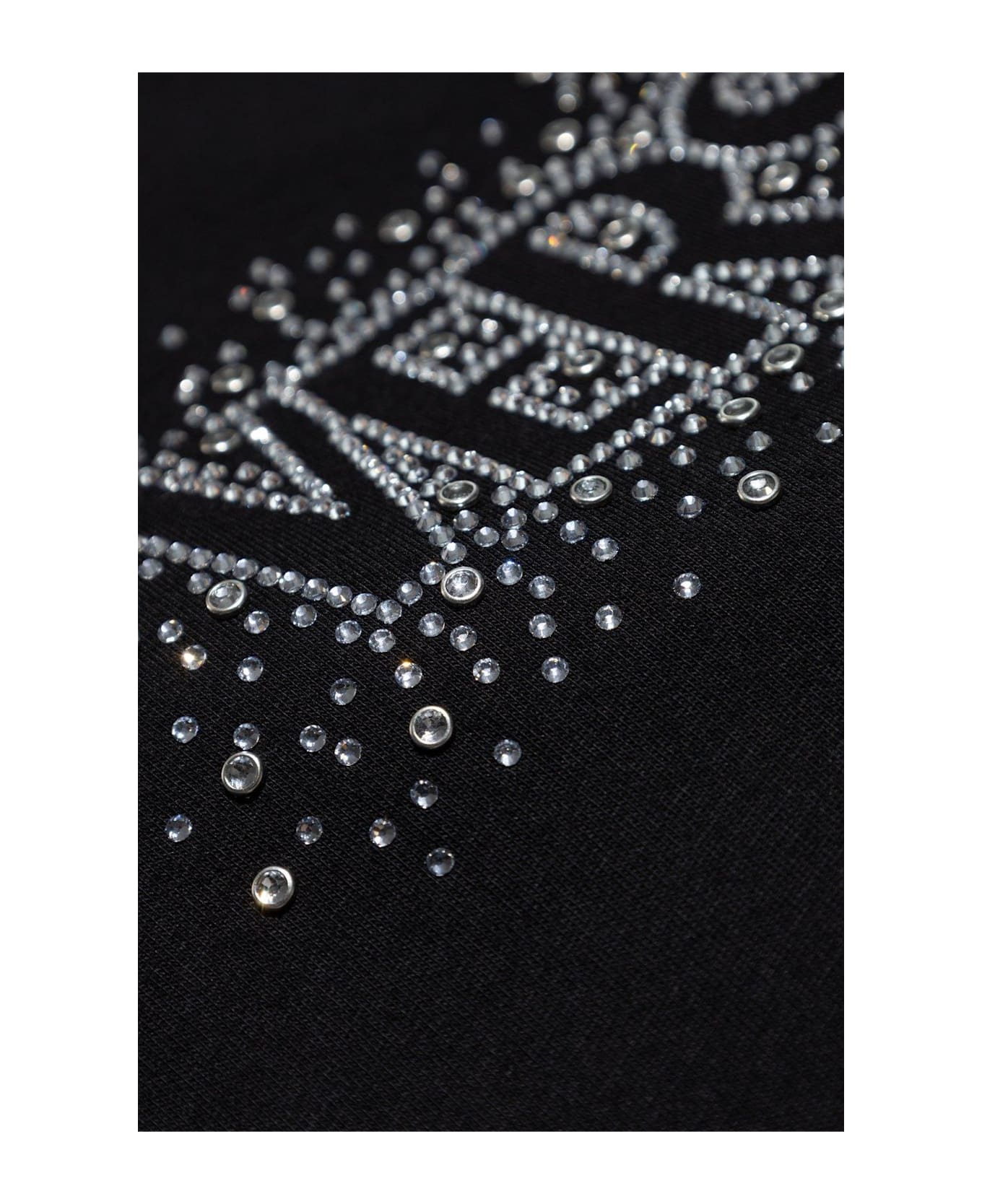 Versace T-shirt With Shimmering Crystals - BLACK