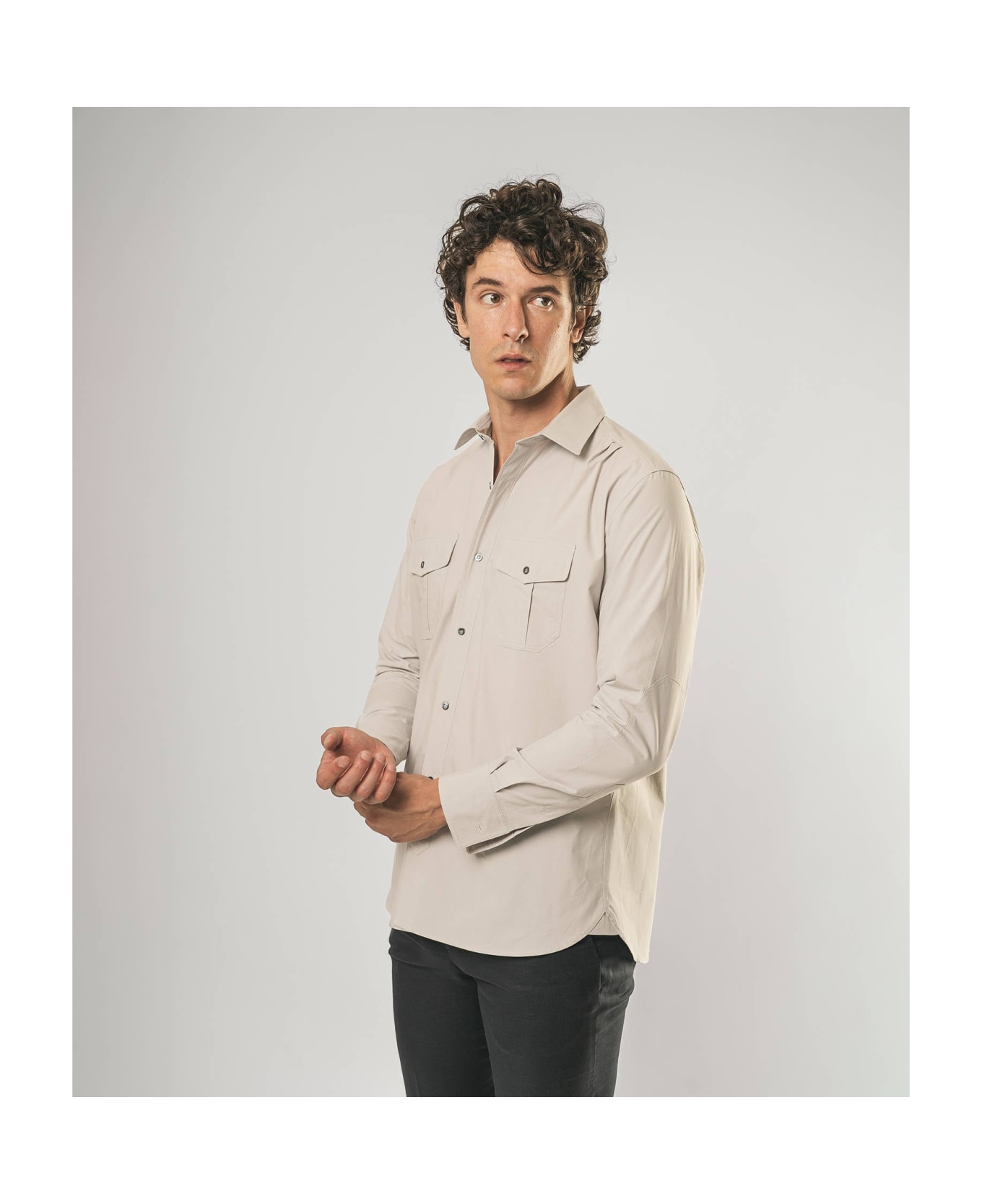 Larusmiani Military Cotton Shirt Shirt - LightGray