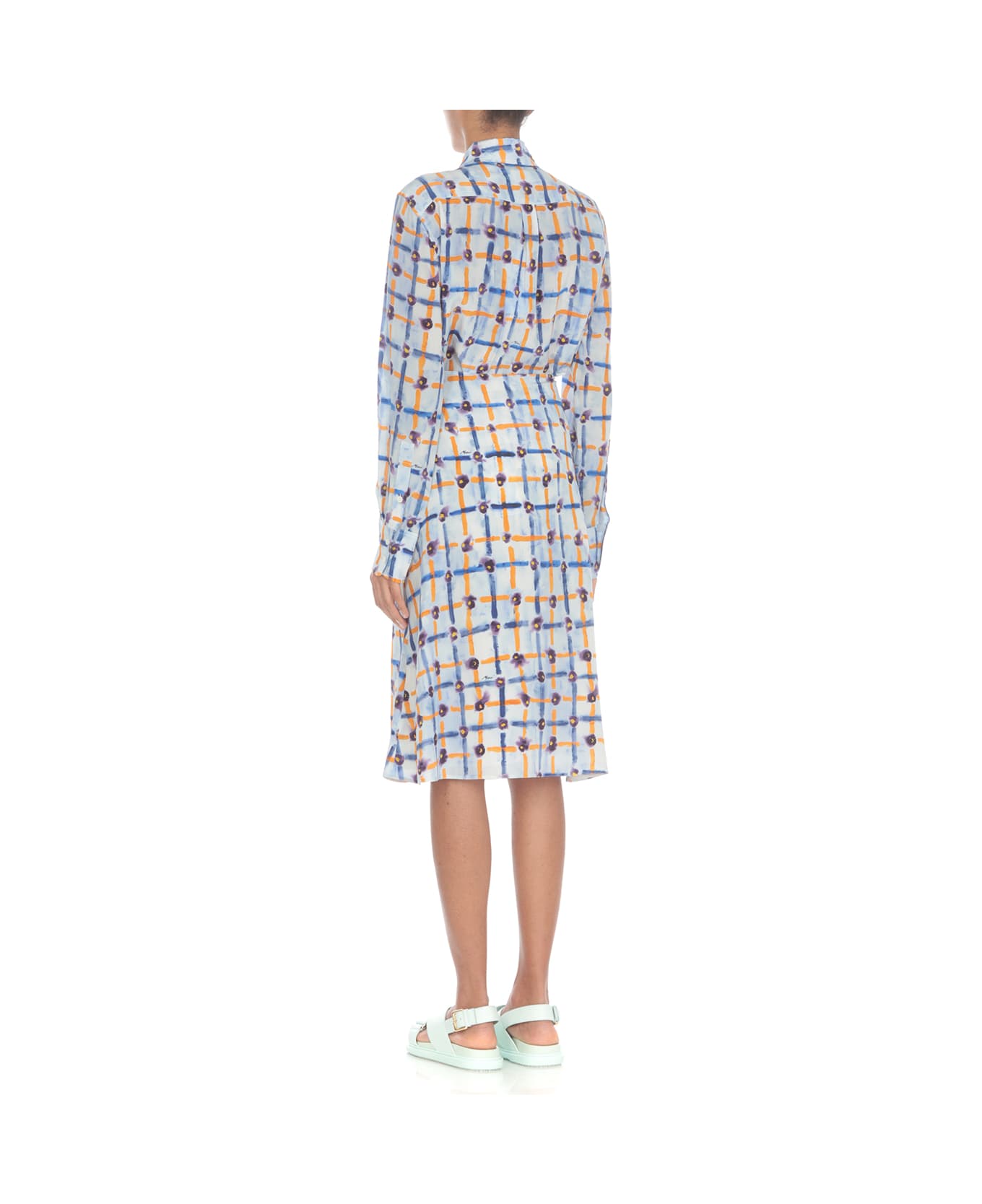 Marni Midi A-line Pattern Skirt - Light Blue