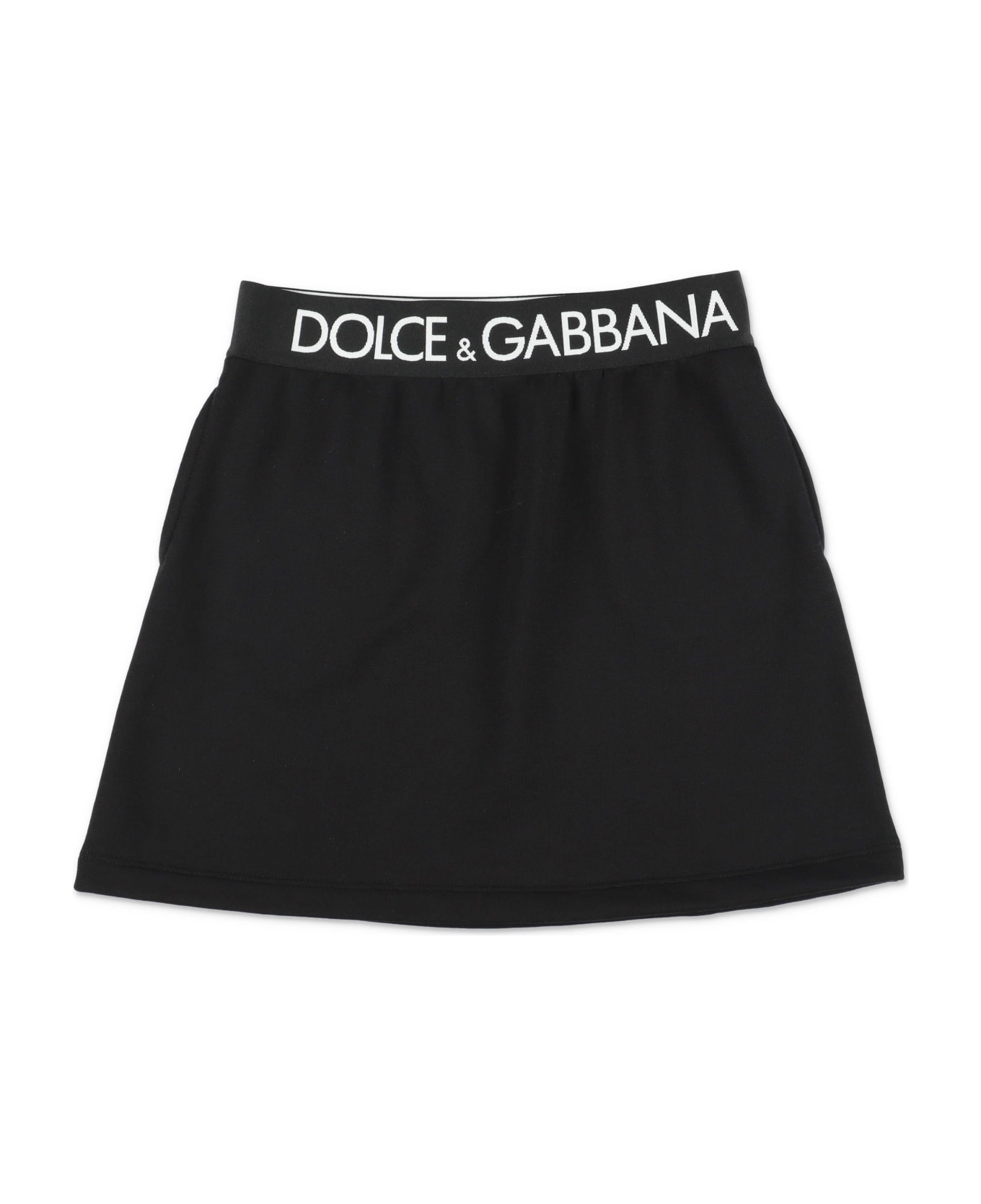 Dolce fringed & Gabbana Gonna Nera In Felpa Di Cotone Bambina - Nero