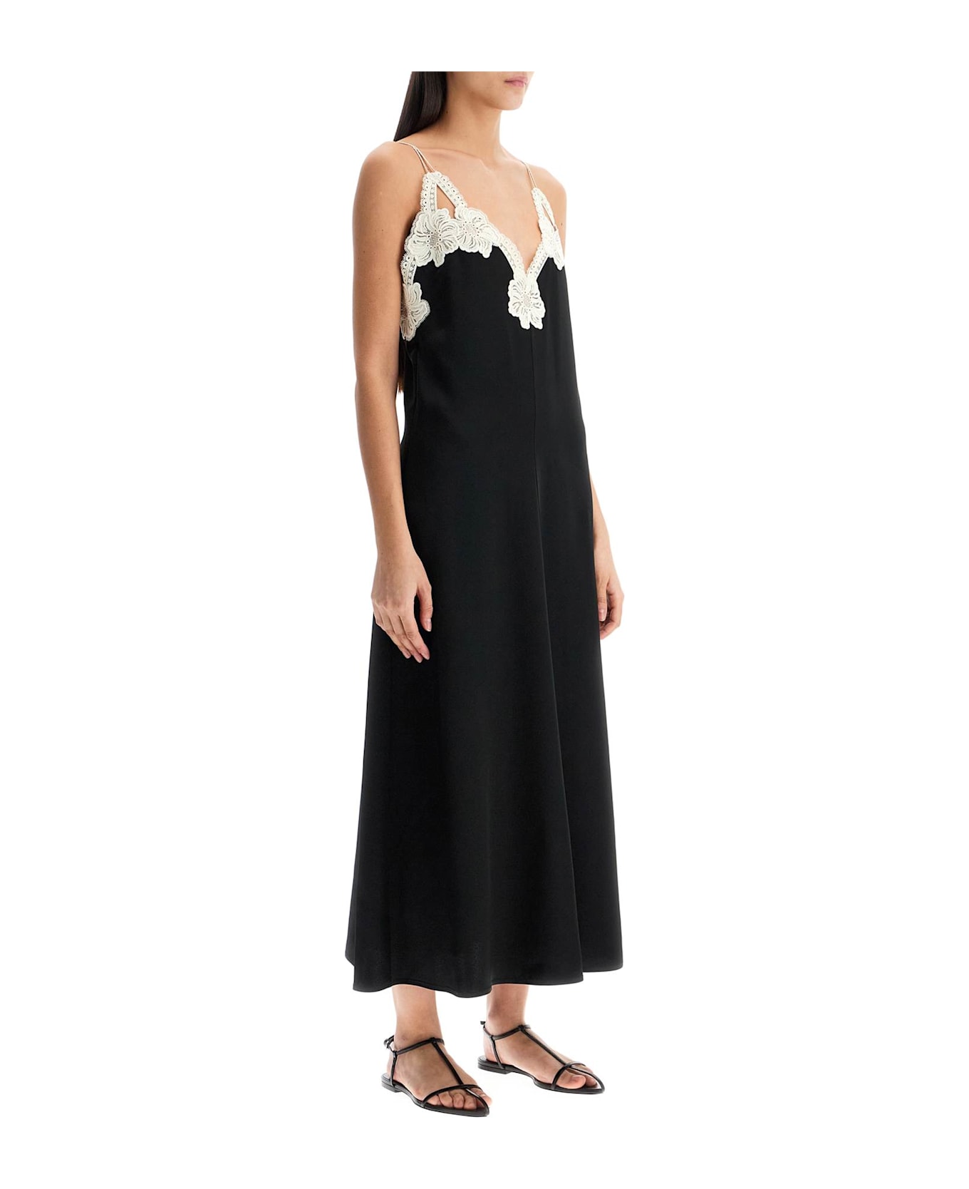 Jil Sander Lace-trimmed Slip Dress With - BLACK (Black)