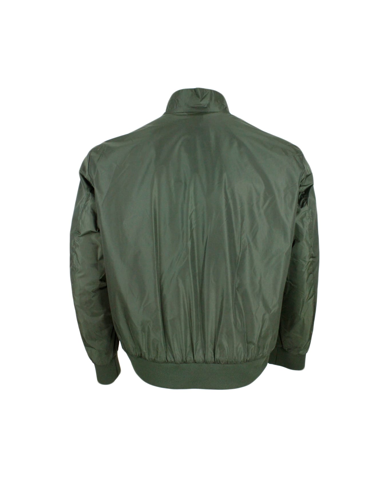 Add Water-repellent Nylon Bomber Jacket, Zip Closure And Pockets With Flap Closure - Green