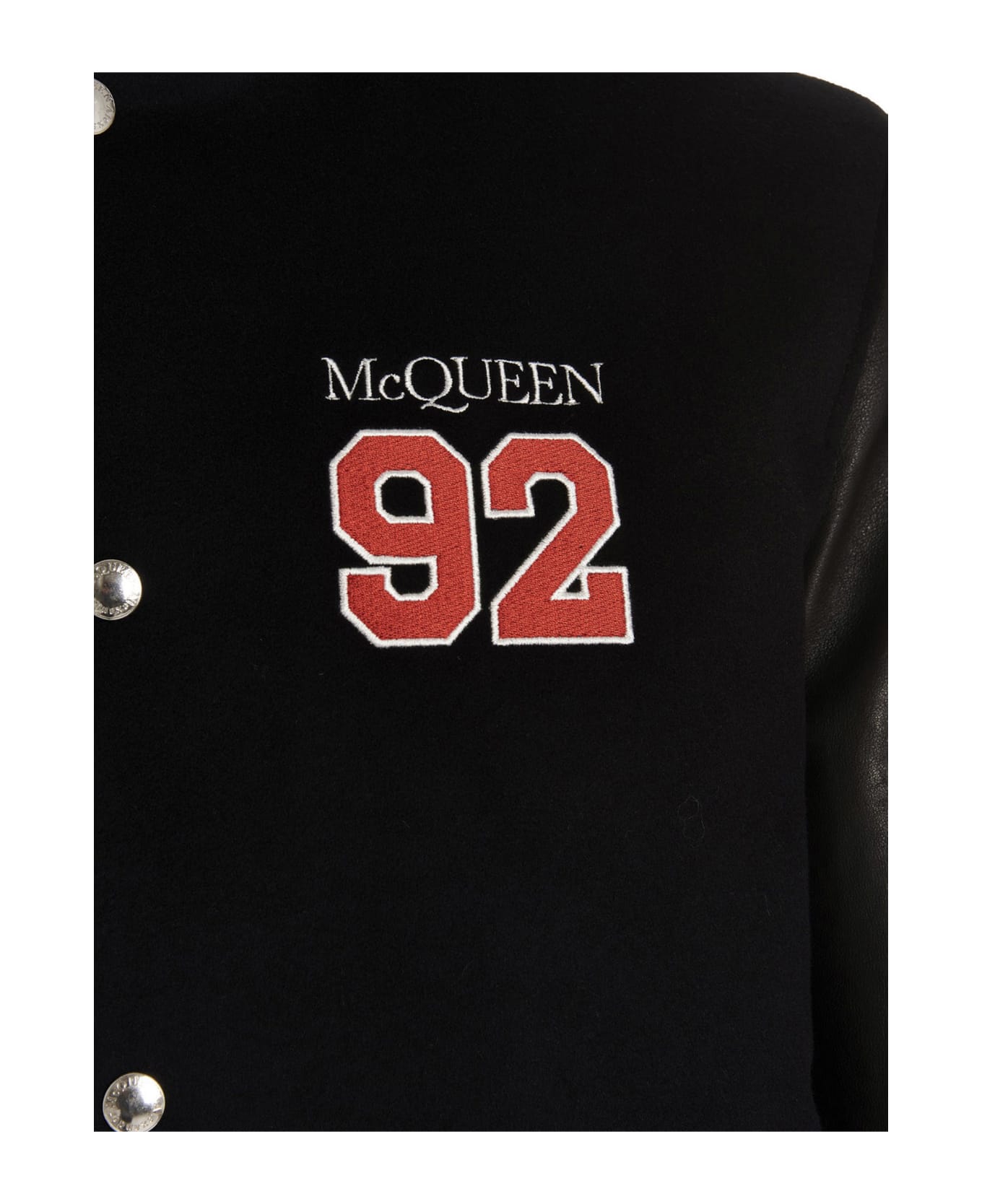 Alexander McQueen Logo Embroidery Bomber - Black