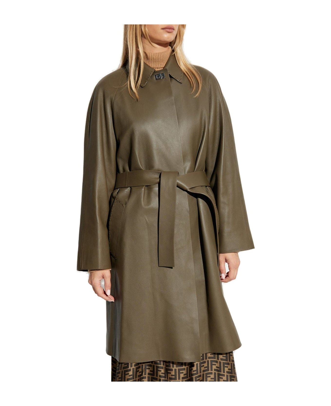 Fendi Leather Overcoat - WOOD