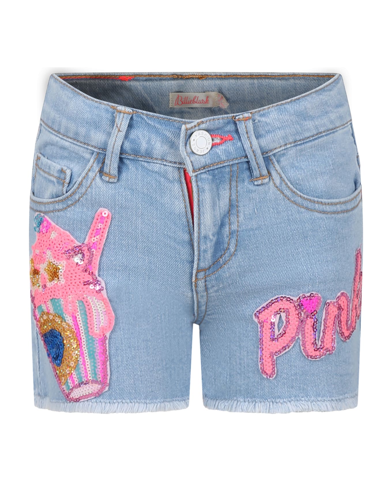 Billieblush Denim Shorts For Girl With Sequin Patches - Denim