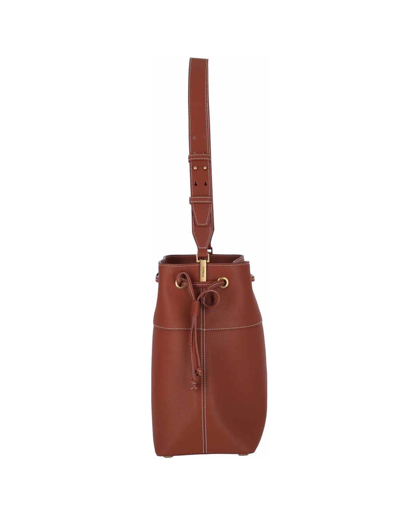 Pinko Logo Bucket Bag - Brown