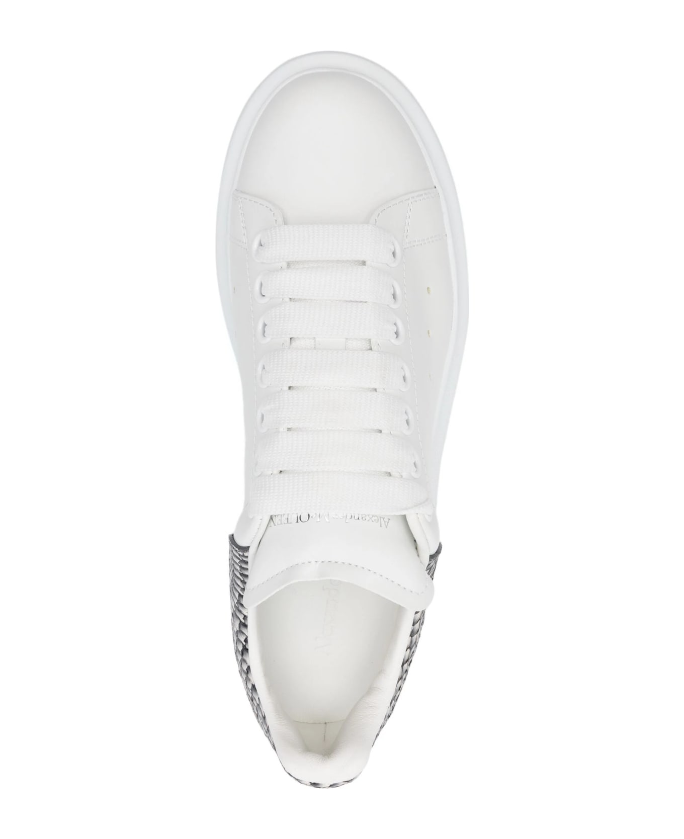 Alexander McQueen White Oversized Sneakers With Snake Print Spoiler - White