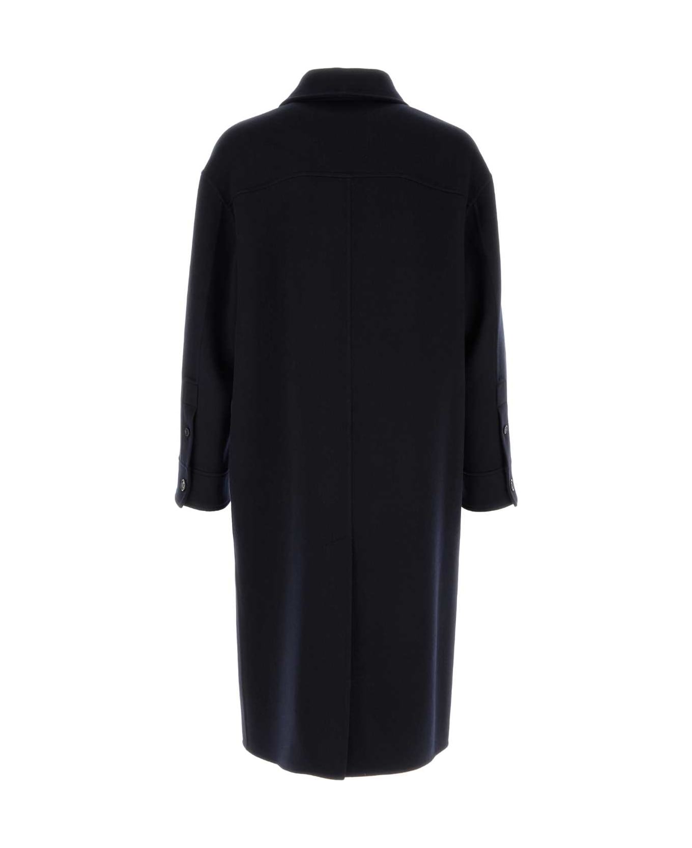 Loewe Navy Blue Wool Blend Coat - NAVYGREY