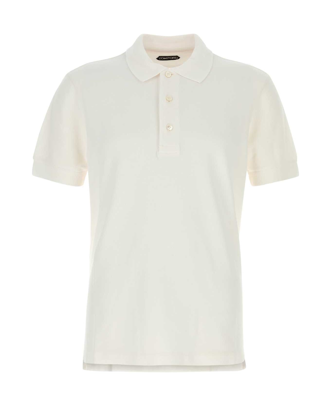 Tom Ford White Piquet Polo Shirt - WHITE