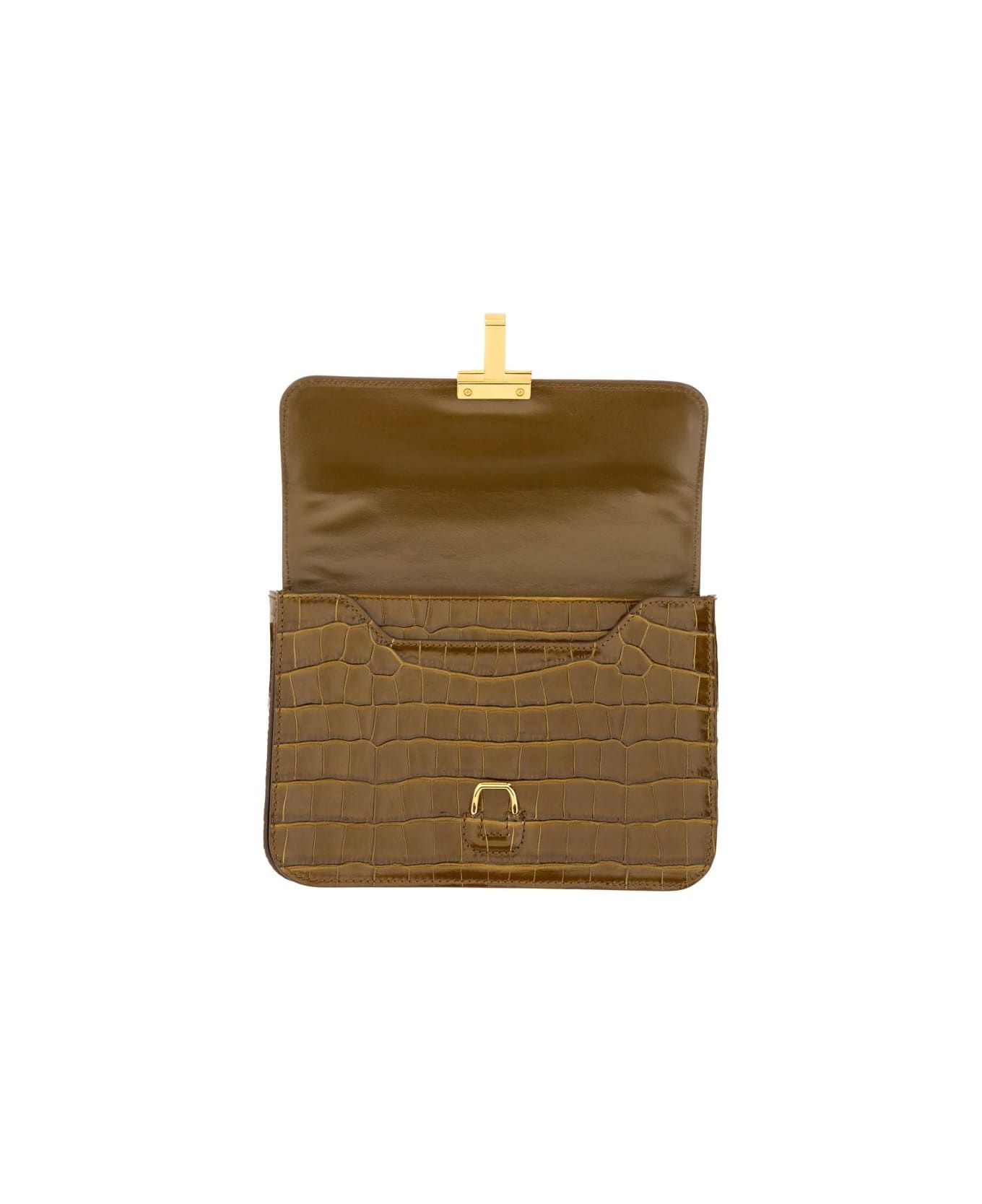 Tom Ford Logo Plaque Embossed Crossbody Bag - BROWN