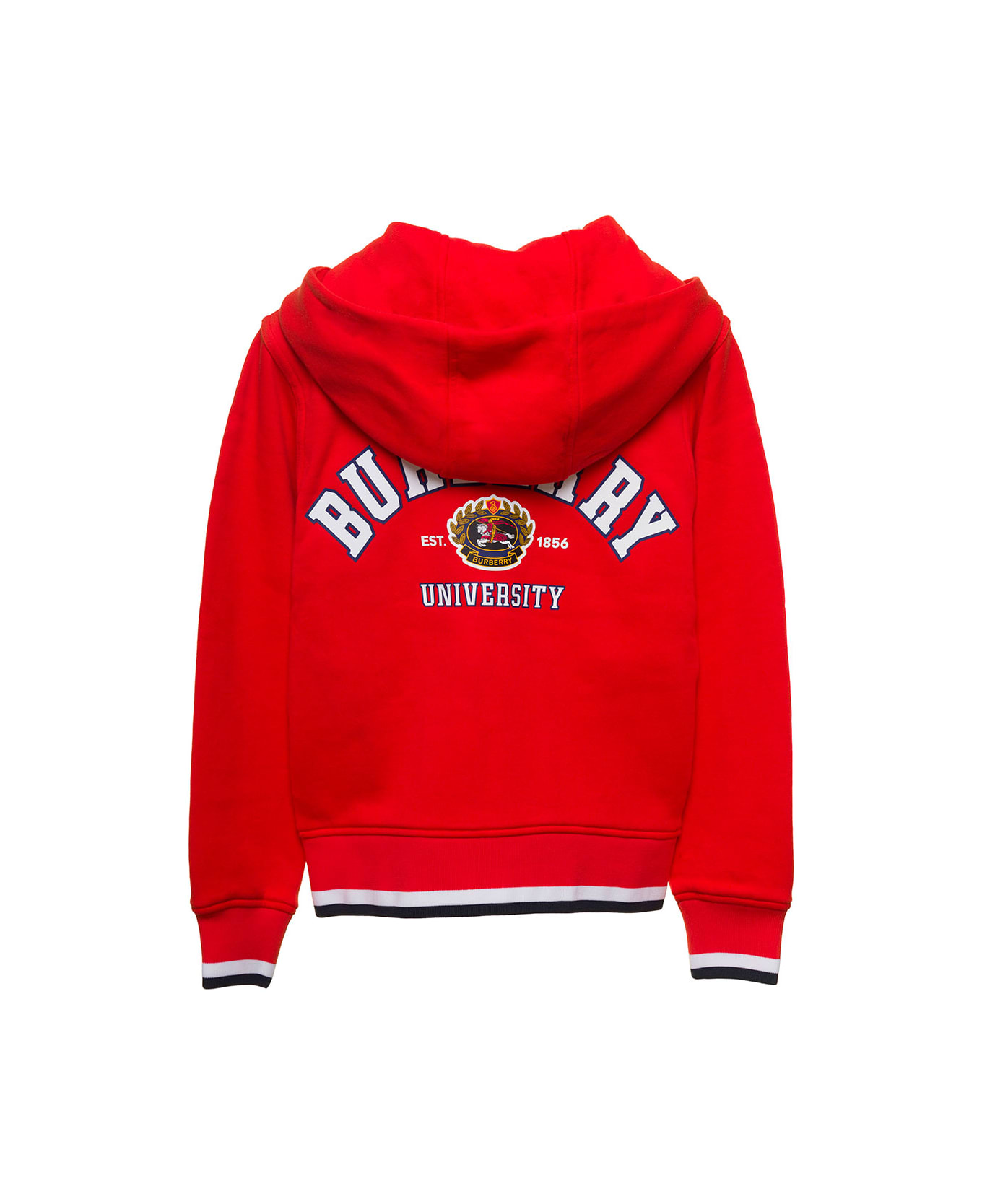 Burberry Red Hoodie With College-style Logo Print At The Back In Cotton Boy - Red