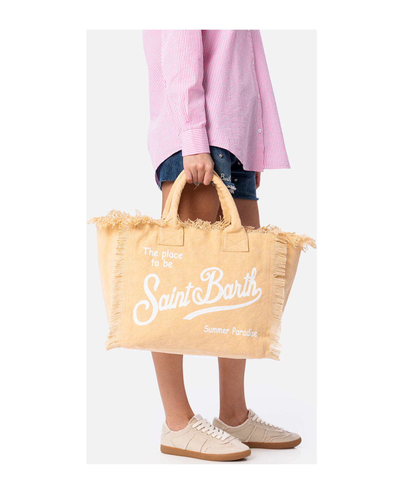 MC2 Saint Barth Beige Cotton Canvas Vanity Tote Bag - WHITE