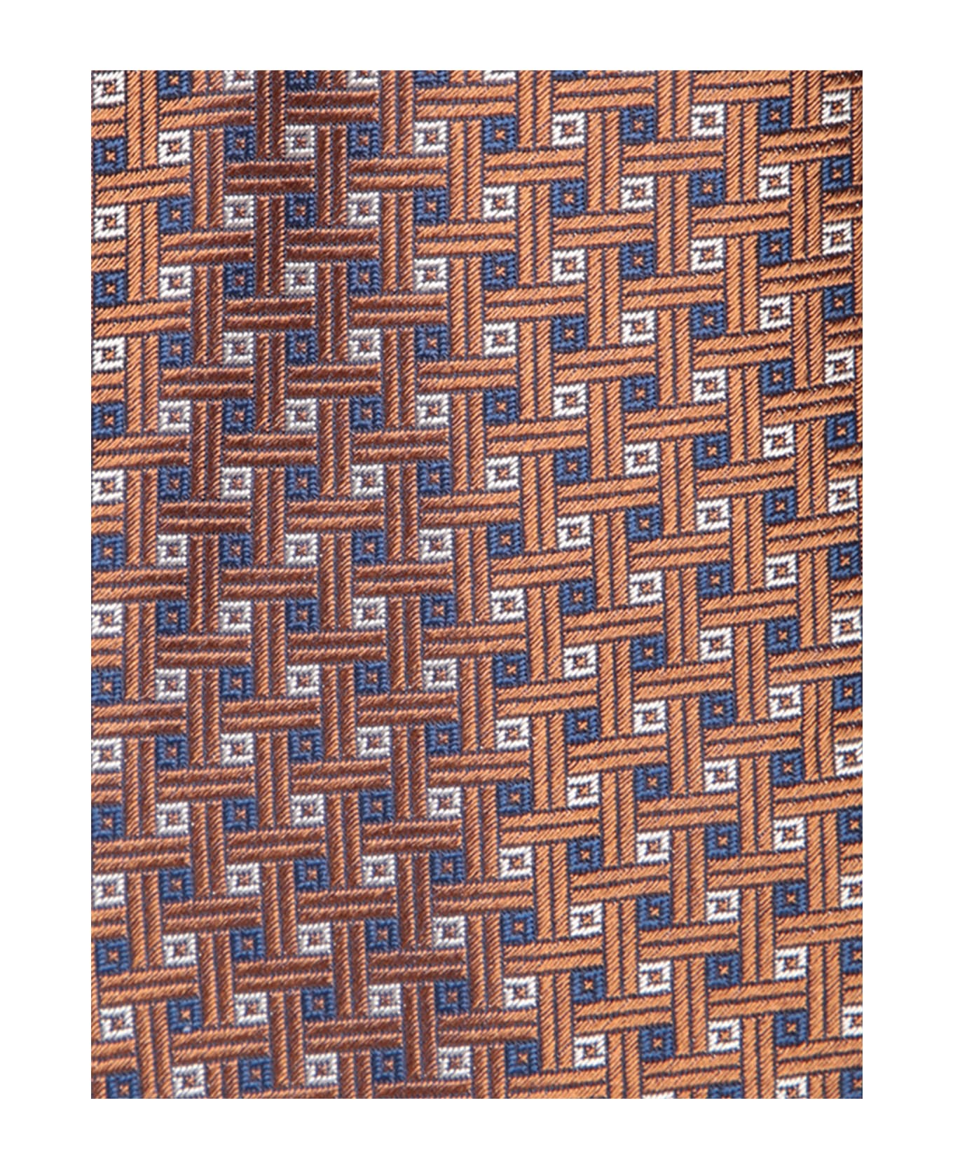 Canali Geometric Multi Blue/white/orange Tie - Orange