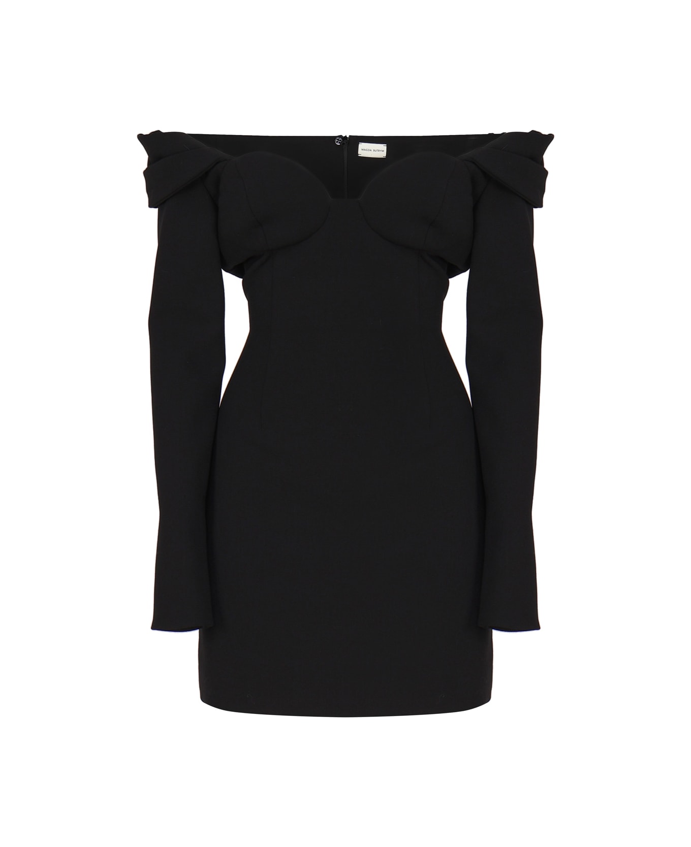 Magda Butrym Black Mini Dress With Bustier And Bare Shoulders - Black