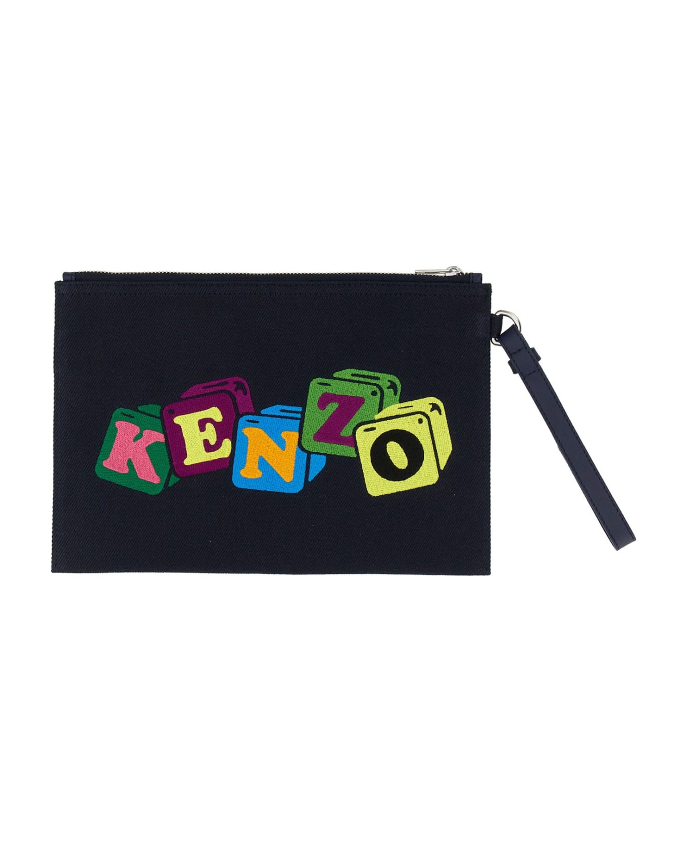 Kenzo Clutch With Embroidery - Bleu Marine トラベルバッグ