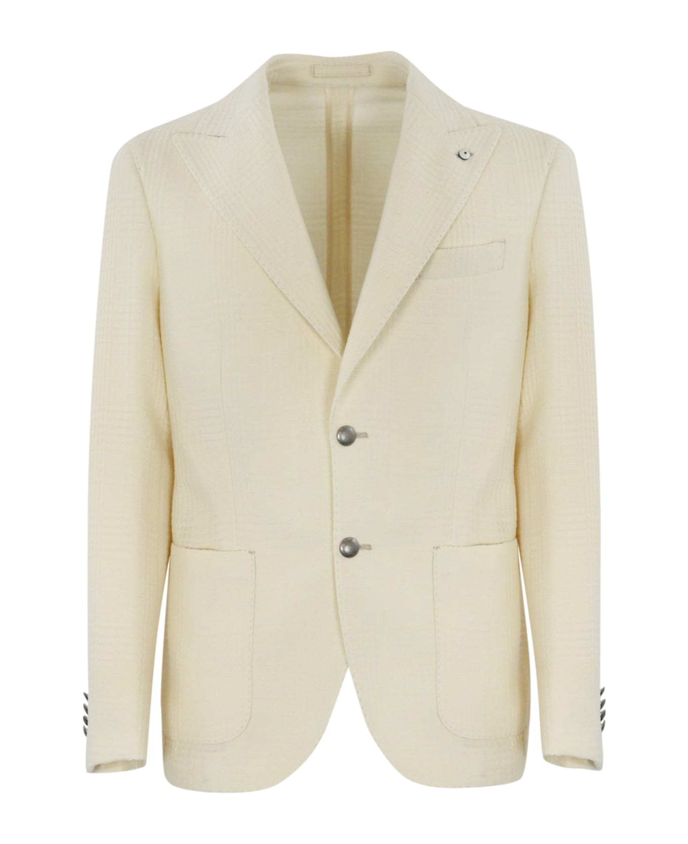 L.B.M. 1911 Single-breasted Jacket In Prince Of Wales Wool - Bianco