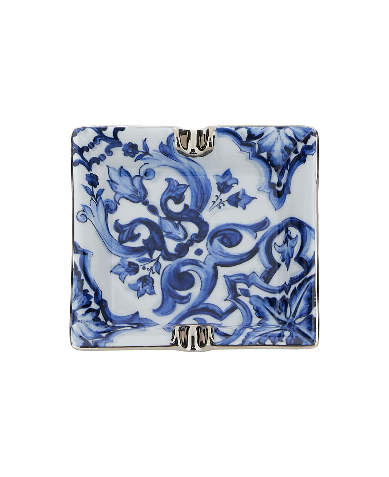 Dolce & Gabbana Blue And White Ashtray With Blu Mediterraneo Motif In Porcelain - Blu