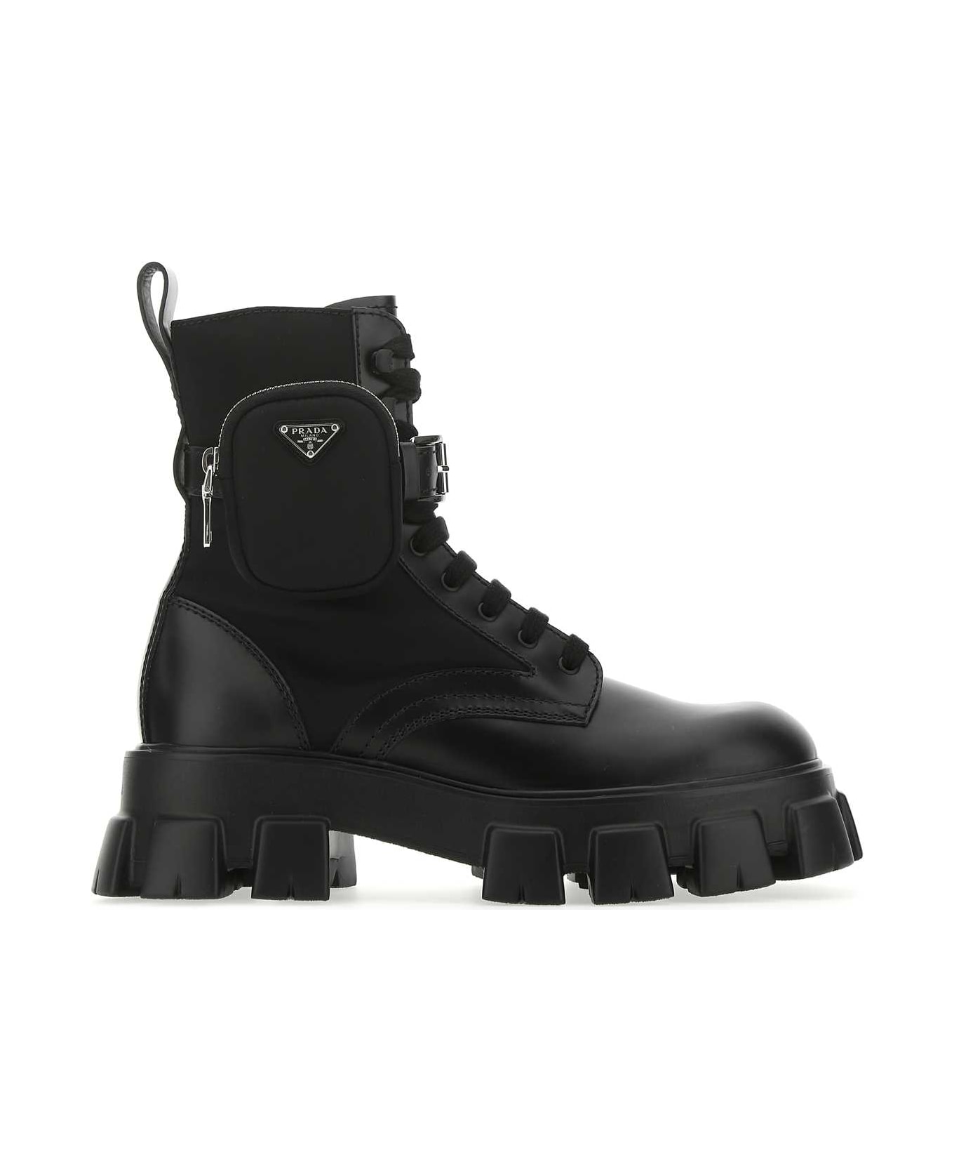 Prada Black Leather And Nylon Monolith Boots - NERO ブーツ