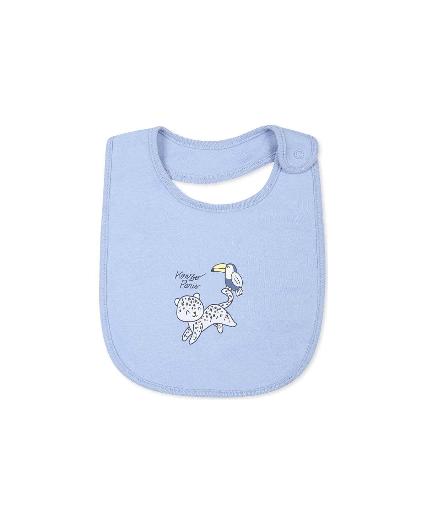 Kenzo Kids Light Blue Babygrow Set For Baby Boy With Tiger And Logo - Light Blue ボディスーツ＆セットアップ