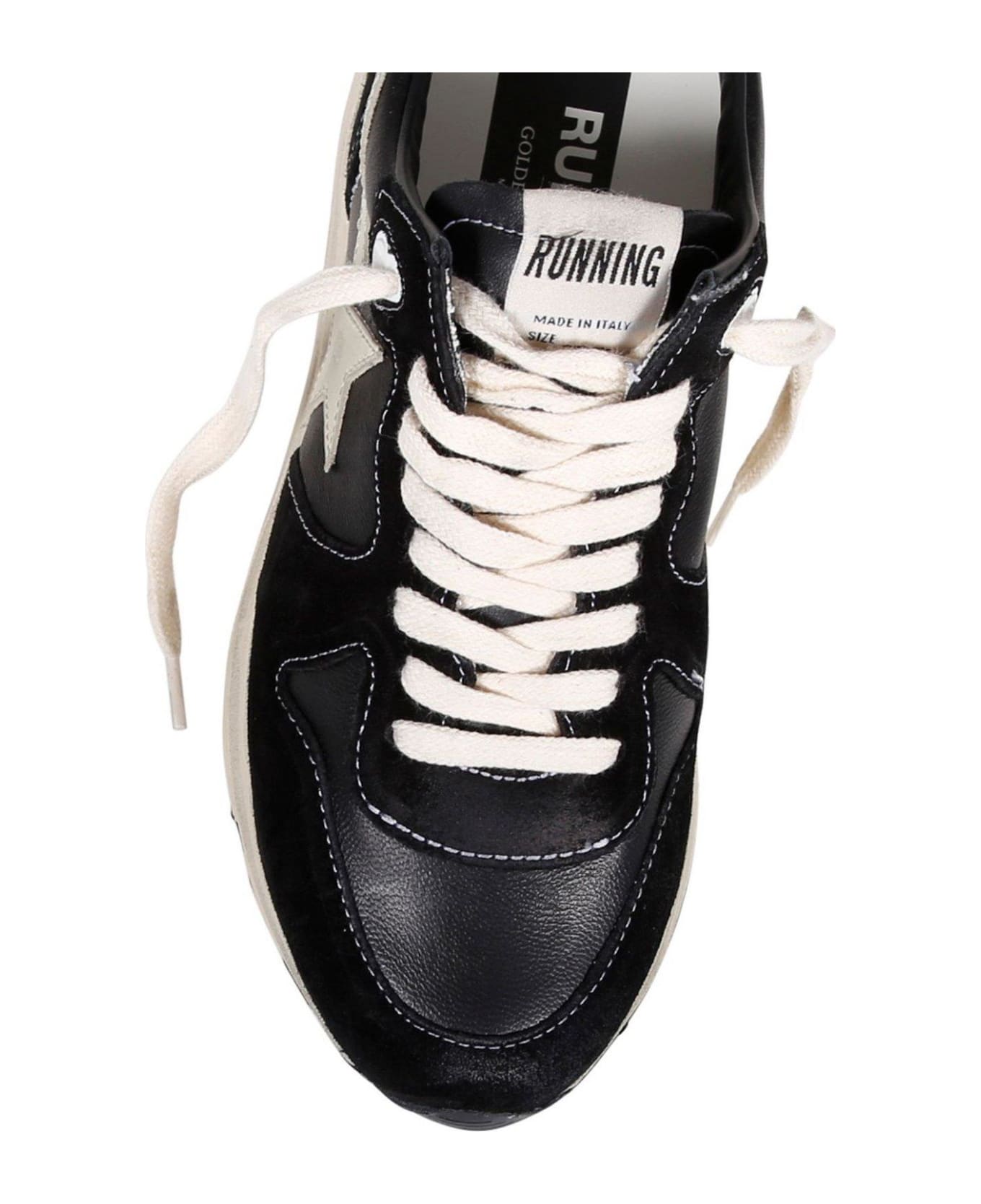 Golden Goose Running Sneakers In Black Suede And Leather - Black