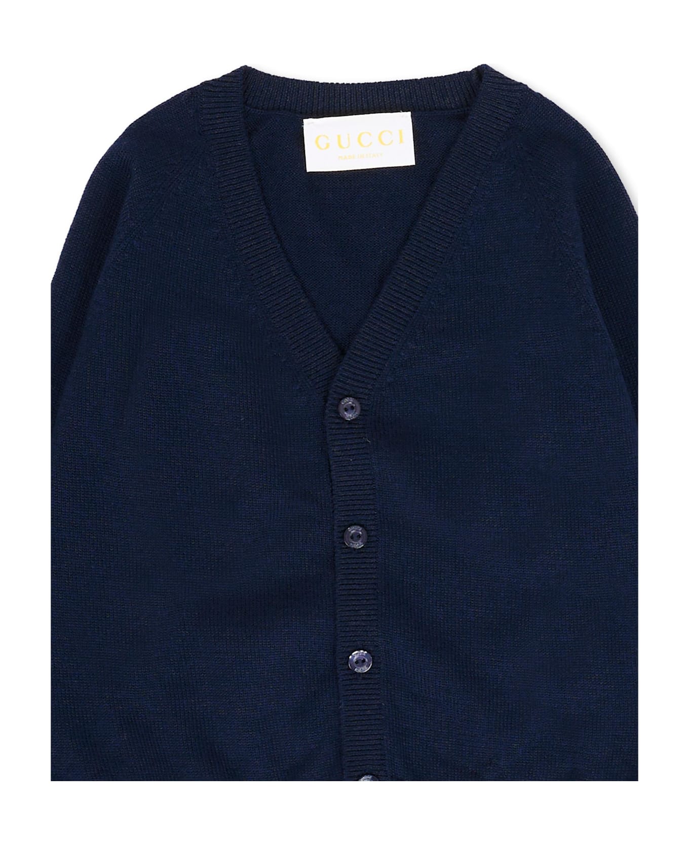 Gucci Blue Cardigan For Babykids With Web Detail - Blue