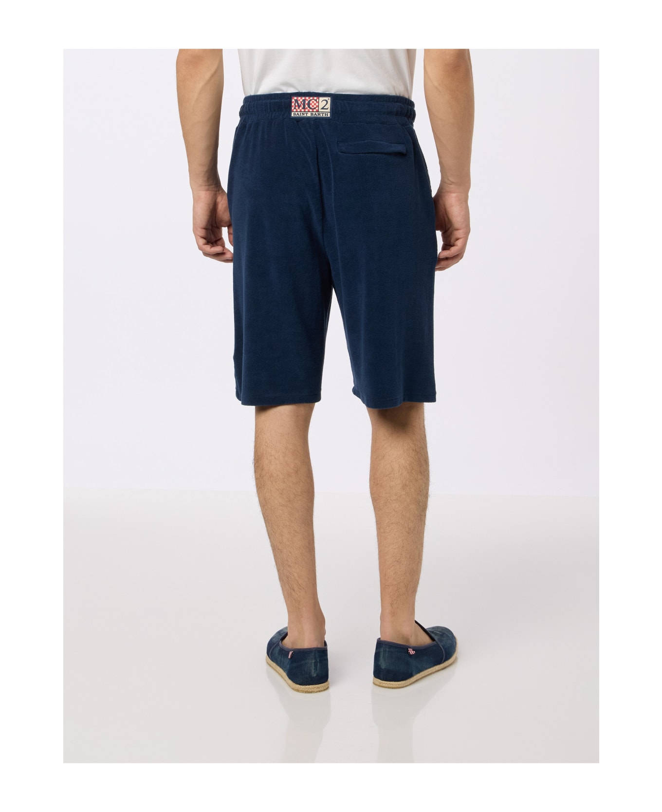 MC2 Saint Barth Man Navy Blue Terry Bermuda Shorts Rande Sponge - BLUE