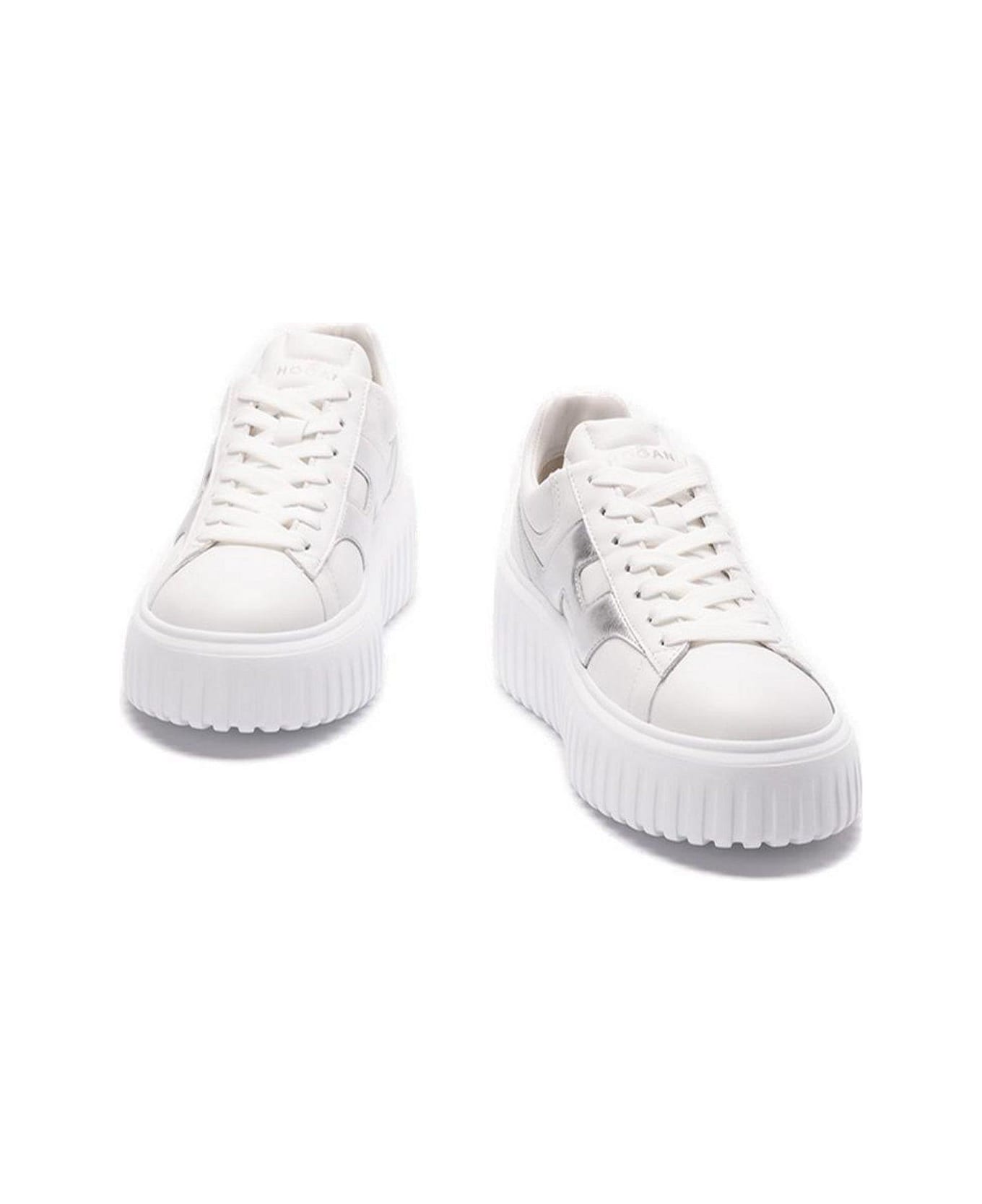Hogan H-stripe Round Toe Sneakers - WHITE