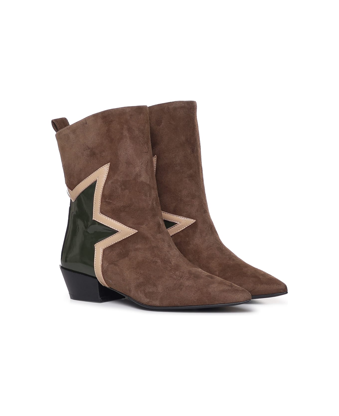 Marc Ellis Suede Texan Boot With Star - Camel