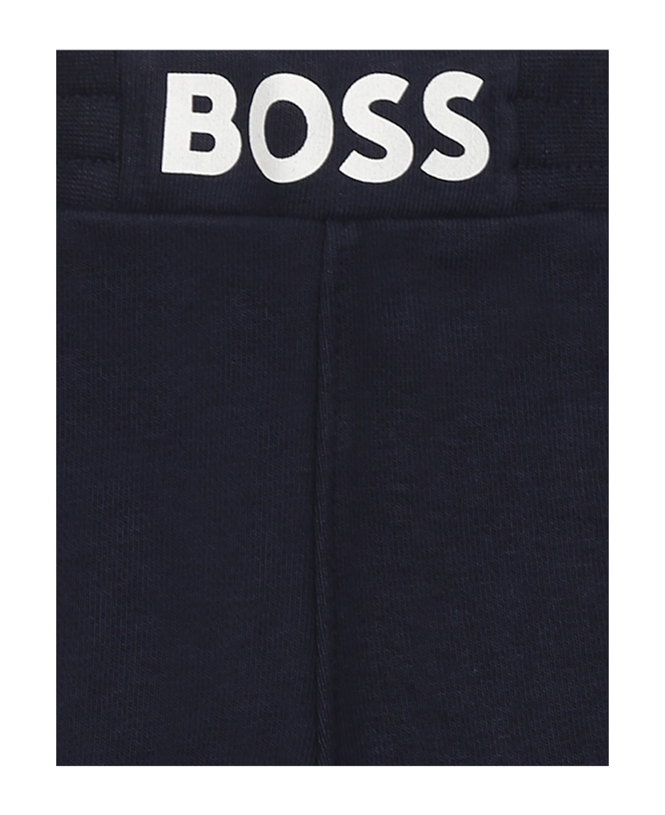 Hugo Boss Blue Trousers For Baby Boy With Logo - Blue
