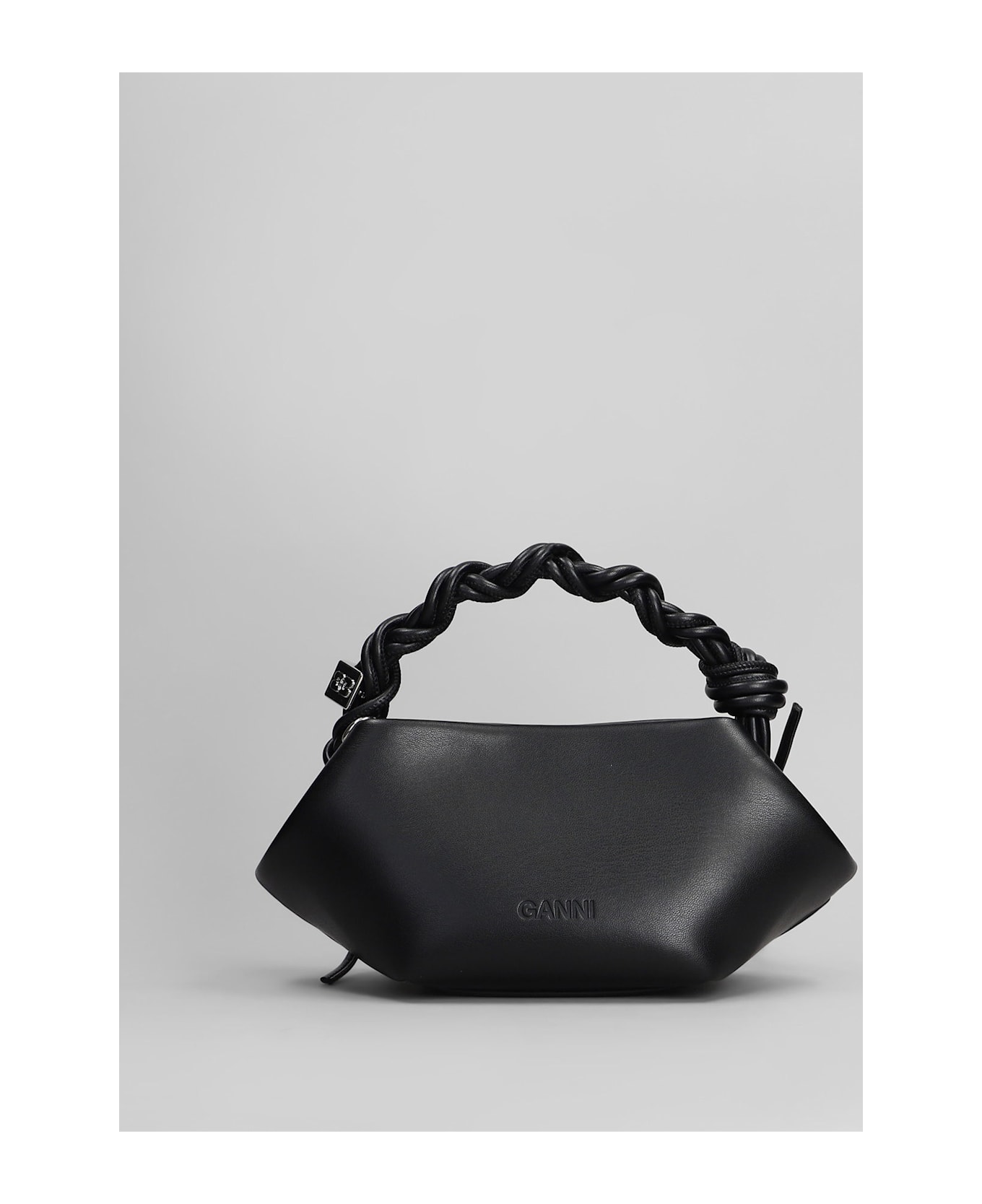 Ganni Bou Bag Mini Shoulder Bag In Black Leather - black