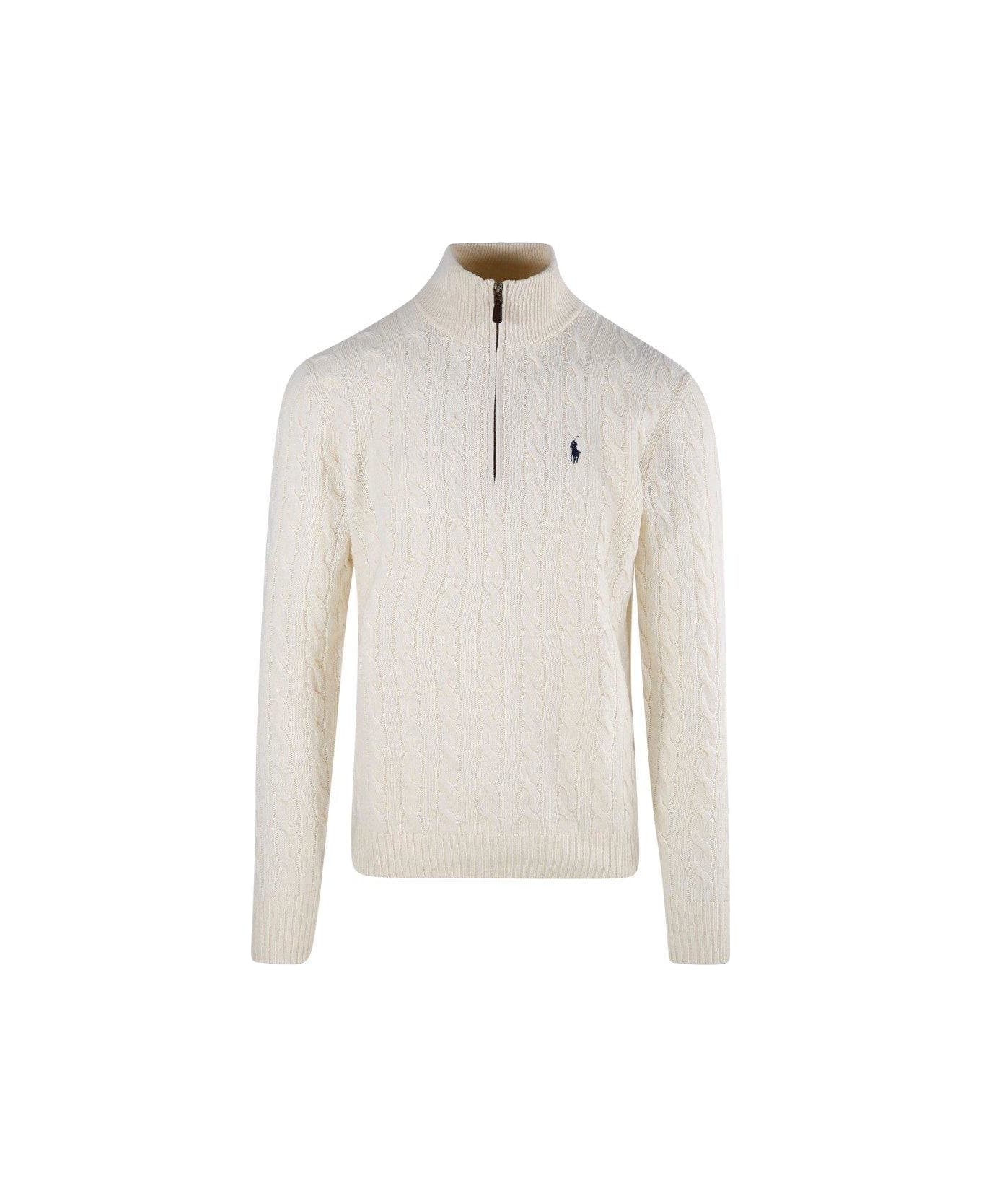 Ralph Lauren Pony Embroidered Cable-knit Jumper - ANDOVER CREAM