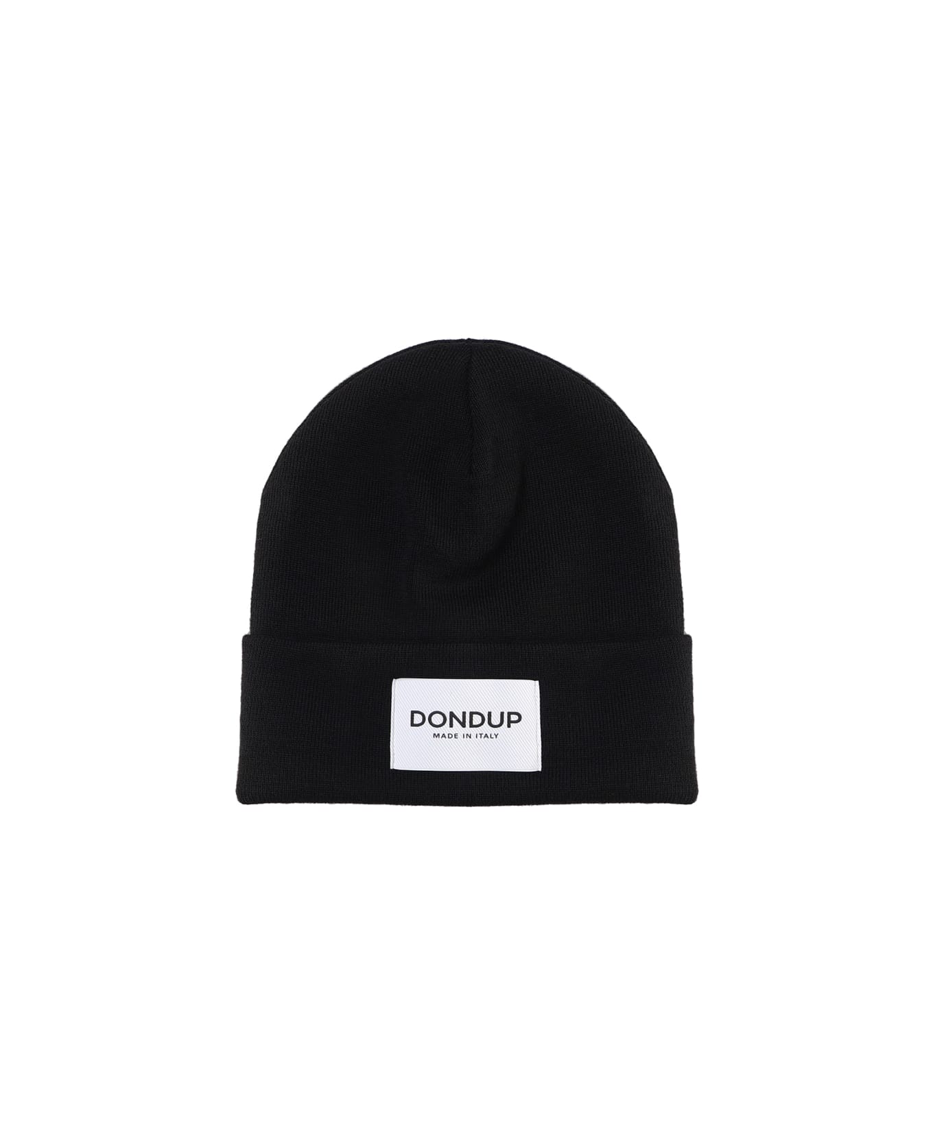 Dondup Beanie Hat With Applied Logo - Black