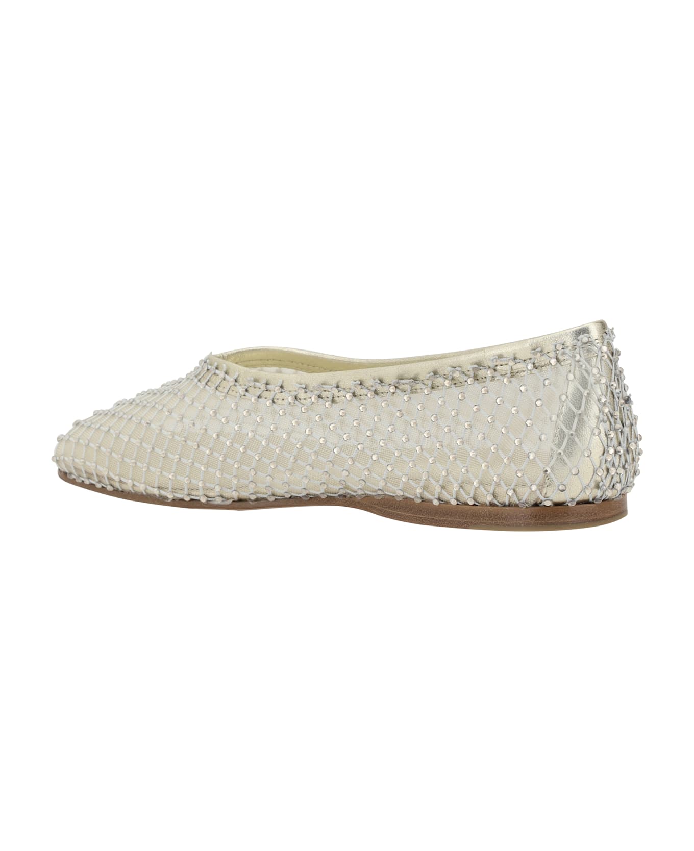 Forte_Forte Mesh Ballerina With Rhinestones - Stone