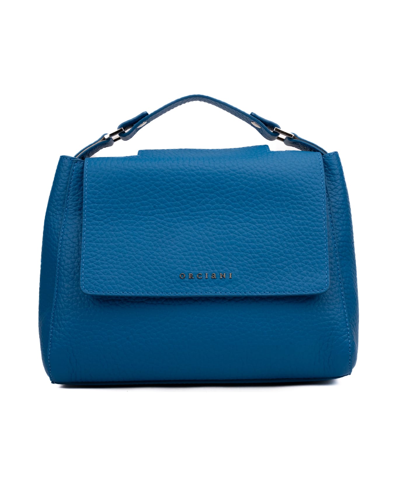Orciani Small Sveva Soft Bag In Textured Leather - Blu elettrico