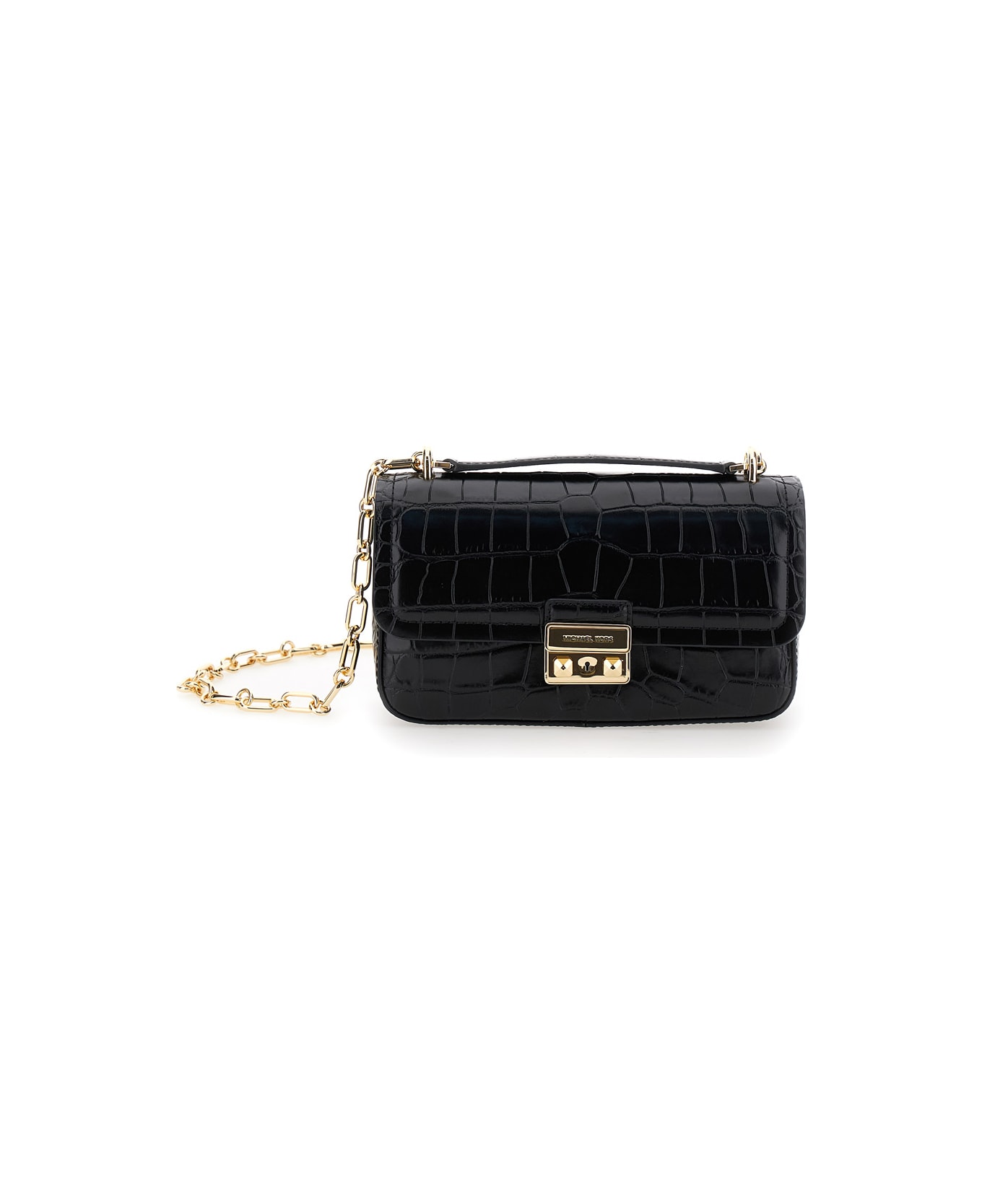 MICHAEL Michael Kors 'tribeca' Black Crossbody Bag With Crocodile Effect In Leather Woman - Black
